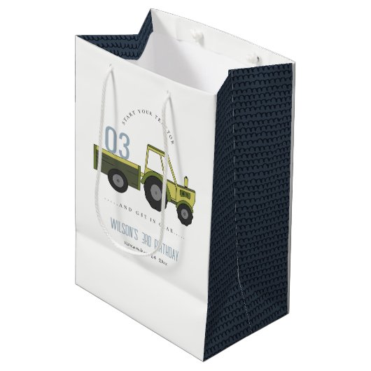 Kute Green Blue Boerderij Tractor Kinder elke zond Medium Cadeauzakje (Voorkant Gekanteld)