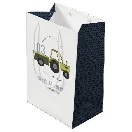 Kute Green Blue Boerderij Tractor Kinder elke zond Medium Cadeauzakje (Achterkant Gekanteld)