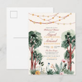 Kute Green Botanische Trees Floral Rehearsal Dinne Uitnodiging Briefkaart (Voorkant / Achterkant)
