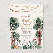 Kute Green Botanische Trees Floral Rehearsal Dinne Uitnodiging Briefkaart (Voorkant)