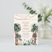 Kute Green Botanische Trees Floral Rehearsal Dinne Uitnodiging Briefkaart (Staand voorkant)