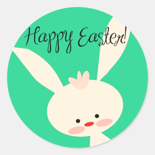 Kute green Bunny voor Pasen Ronde Sticker (Voorkant)