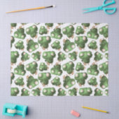 Kute Green Cartoon Frogs op White Decoupage Tissuepapier (Craft)