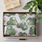 Kute Green Cartoon Frogs op White Decoupage Tissuepapier (Geschenk)