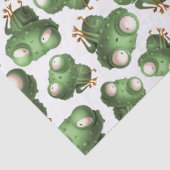 Kute Green Cartoon Frogs op White Decoupage Tissuepapier (Detail)
