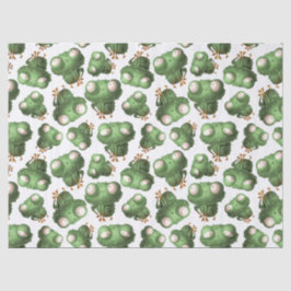 Kute Green Cartoon Frogs op White Decoupage Tissuepapier