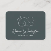 Kute Green Cat Line Tekening Pet Sitter Dog Walker Visitekaartje (Voorkant)