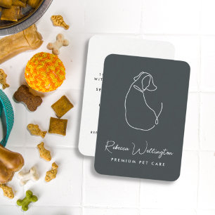 Kute Green Dog Line Tekening Pet Sitter Dog Walker Visitekaartje