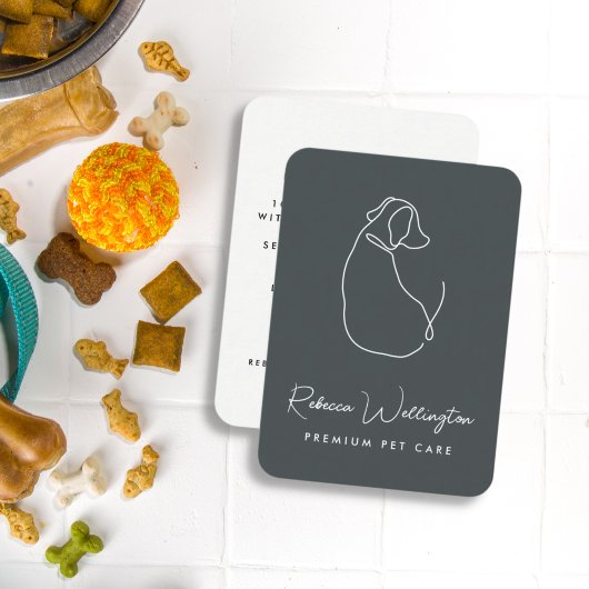 Kute Green Dog Line Tekening Pet Sitter Dog Walker Visitekaartje