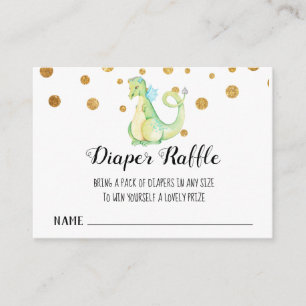*~* Kute Green Dragon - Baby shower Diaper Raffle Informatiekaartje