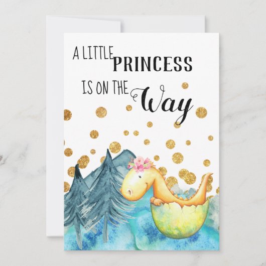 *~* Kute Green Dragon Hatching Baby Girl Shower Kaart (Voorkant)