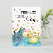 *~* Kute Green Dragon Hatching Baby Girl Shower Kaart (Staand voorkant)