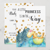 *~* Kute Green Dragon Hatching Baby Girl Shower Kaart (Voorkant / Achterkant)