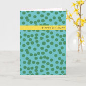 Kute Green en Blue Abstracte Stippen Birthday Kaart (Gele Bloem)