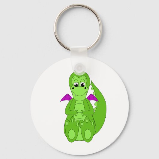 Kute Green en Paarse Dragon Sleutelhanger (Voorkant)