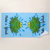 Kute Green Frogs Splash Design Beach Towel Strandlaken (Voorkant)