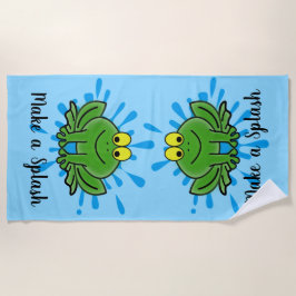 Kute Green Frogs Splash Design Beach Towel Strandlaken