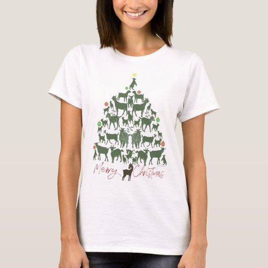 Kute Green Goat Kerstmis T-shirt (Voorkant)