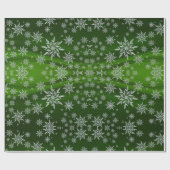 Kute Green Ice Crystal Snowflakes kerst Cadeaupapier (Vlak)