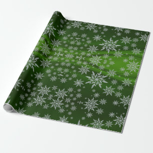 Kute Green Ice Crystal Snowflakes kerst Cadeaupapier