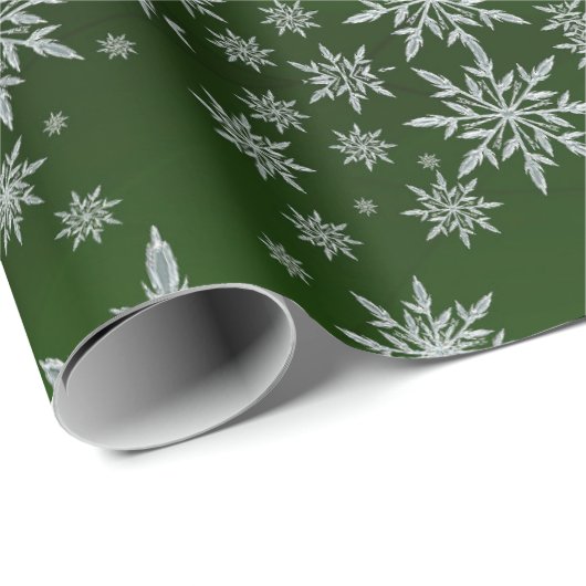 Kute Green Ice Crystal Snowflakes kerst Cadeaupapier (Rol Hoek)