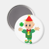 Kute green leprechaun met een gelukkige klaver magneet (Voorkant / Achterkant)