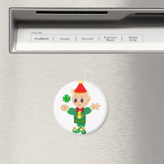 Kute green leprechaun met een gelukkige klaver magneet (Insitu (Vaatwasser))