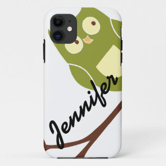 Kute Green Owl met Name iPhone 5 Hoesje