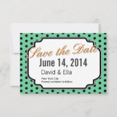 Kute Green Polka Dots Save the Date Cards (Voorkant)