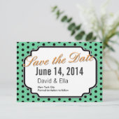 Kute Green Polka Dots Save the Date Cards (Staand voorkant)