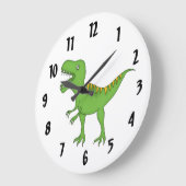 Kute Green T-Rex Dinosaur Kind wall-klok/medium Grote Klok (Hoek)