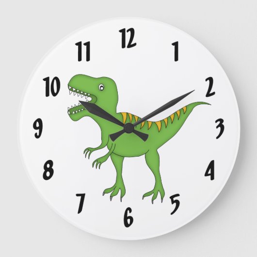 Kute Green T-Rex Dinosaur Kind wall-klok/medium Grote Klok (Voorkant)