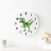 Kute Green T-Rex Dinosaur Kind wall-klok/medium Grote Klok (Huis)