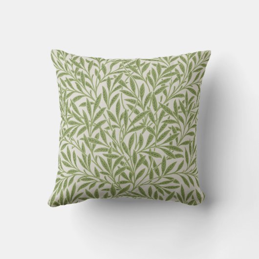 Kute Green Willow Leaves Botanical Kussen (Achterkant)