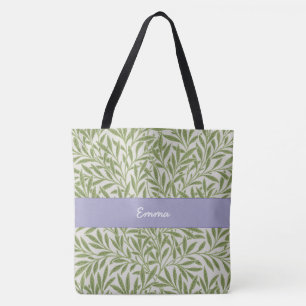 Kute Green Willow Leaves Botanical Tote Bag