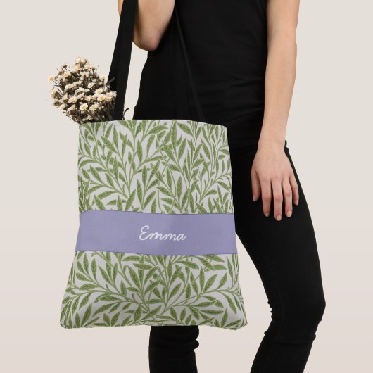 Kute Green Willow Leaves Botanical Tote Bag (Dichtbij)
