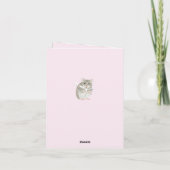 Kute Grey and White Hamster Holding a Flower Kaart (Achterkant)