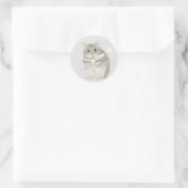 Kute Grey and White Hamster Holding a Flower Ronde Sticker (Tas)