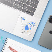 Kute Grey Blue Elephant met palmboomlaptop Sticker (Laptop met iPhone)