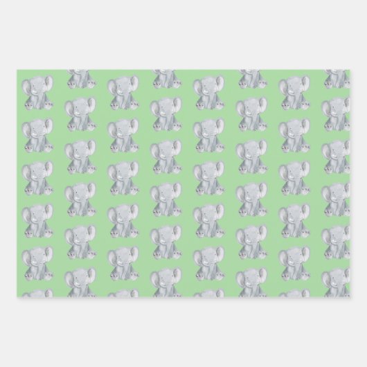 Kute Grey Elephant Design Wrapping Paper (Voorkant 3)