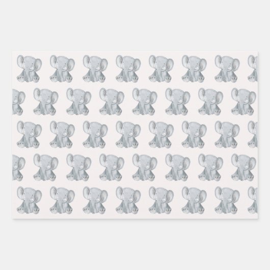 Kute Grey Elephant Design Wrapping Paper (Voorkant 2)