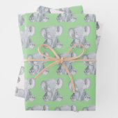 Kute Grey Elephant Design Wrapping Paper (In situ)