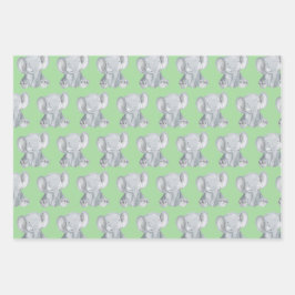 Kute Grey Elephant Design Wrapping Paper