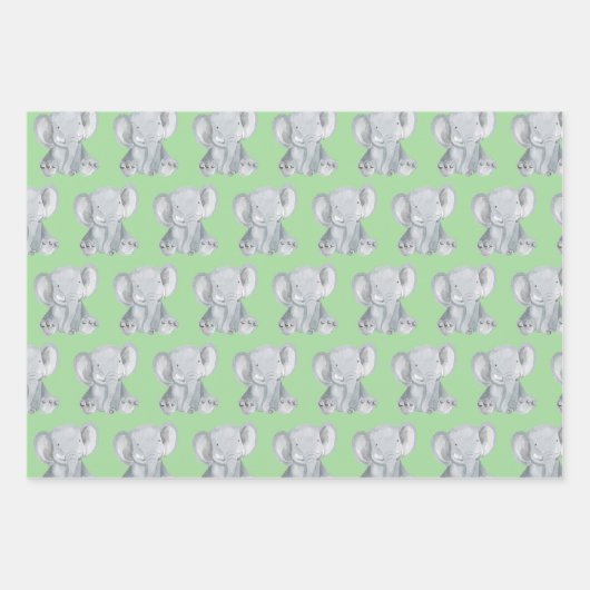 Kute Grey Elephant Design Wrapping Paper (Voorkant)