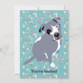 Kute Grey Pitbull Puppy op Squares Pattern Kaart (Voorkant)