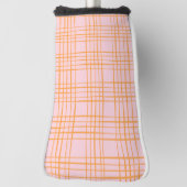 Kute Grid Lines Patroonroze en Oranje Golfheadcover (Draai 90)