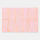 Kute Grid Lines Patroonroze en Oranje Inpakpapier Vel (Voorkant)