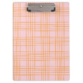 Kute Grid Lines Patroonroze en Oranje Klembord (Voorkant)