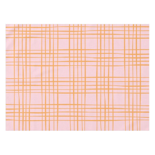 Kute Grid Lines Patroonroze en Oranje Tafelkleed (Voorkant (Horizontaal))