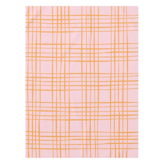Kute Grid Lines Patroonroze en Oranje Tafelkleed (Voorkant)
